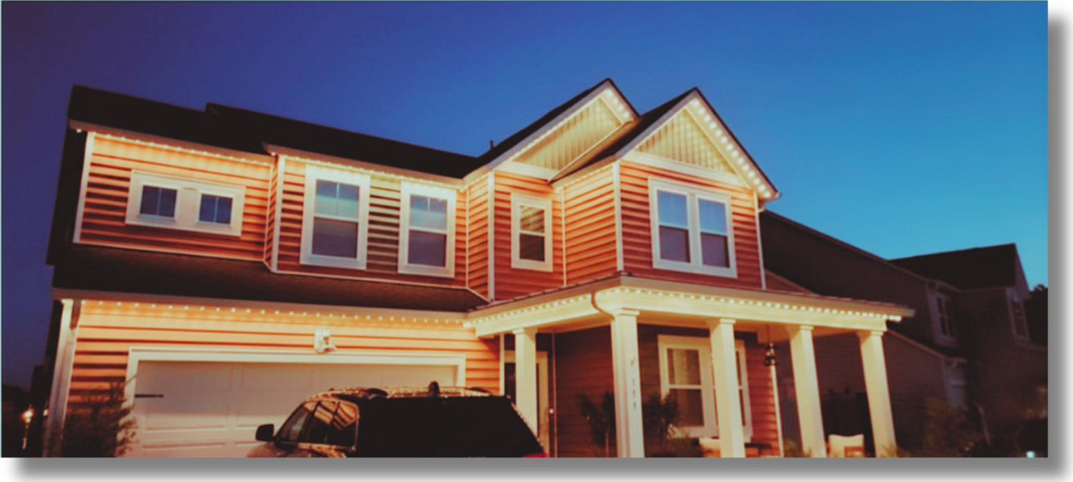 Permanent LED roofline lighting installation in Maine by Guardian Home Services